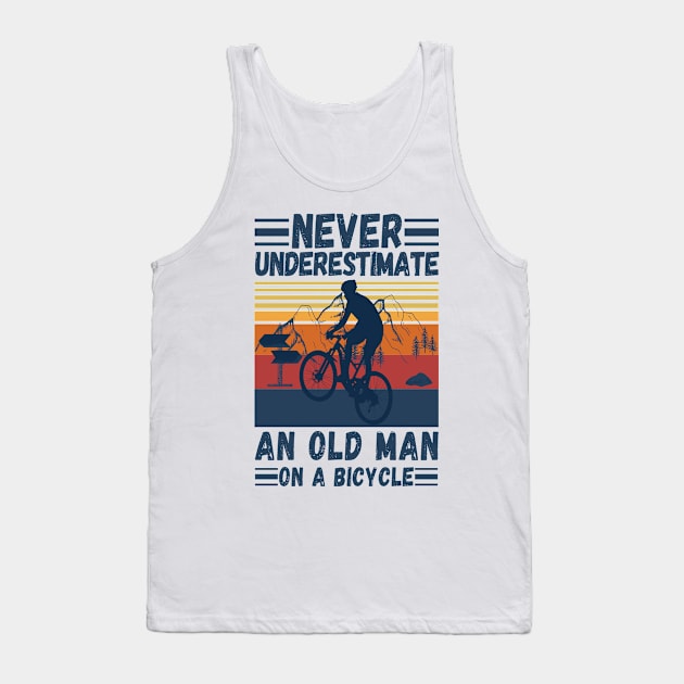 never underestimate an old man on a bicycle Tank Top by JustBeSatisfied